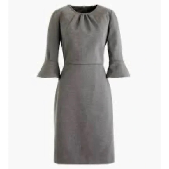 EUC J. Crew Womens 4 Tall Ponte Sheath Dress, Gray, 3/4 Bell Sleeve - Picture 1 of 7